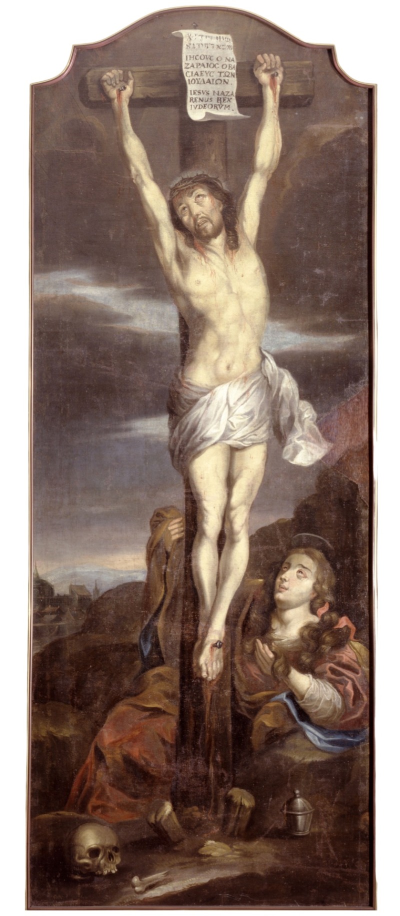 Nežinomas Abiejų Tautų Respublikos dailininkas (pagal Peterį Paulių Rubensą). „Nukryžiuotasis su šv. Marija Magdaliete“. XVIII a. Drobė, aliejus; 276 x 106 cm. Bažnytinio paveldo muziejus, BP 1910. Fot. Antanas Lukšėnas 