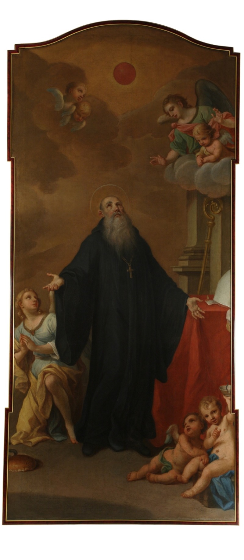 Simonas Čechavičius (Szymon Czechowicz). „Šv. Benedikto vizija“. 1758–1759. Drobė, aliejus; 330 x 150 cm. Bažnytinio paveldo muziejus, BP 1892. Fot. Vilma Šileikienė 